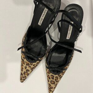 Vintage Pointed Toe Pumps Cheetah Print Pony Hair